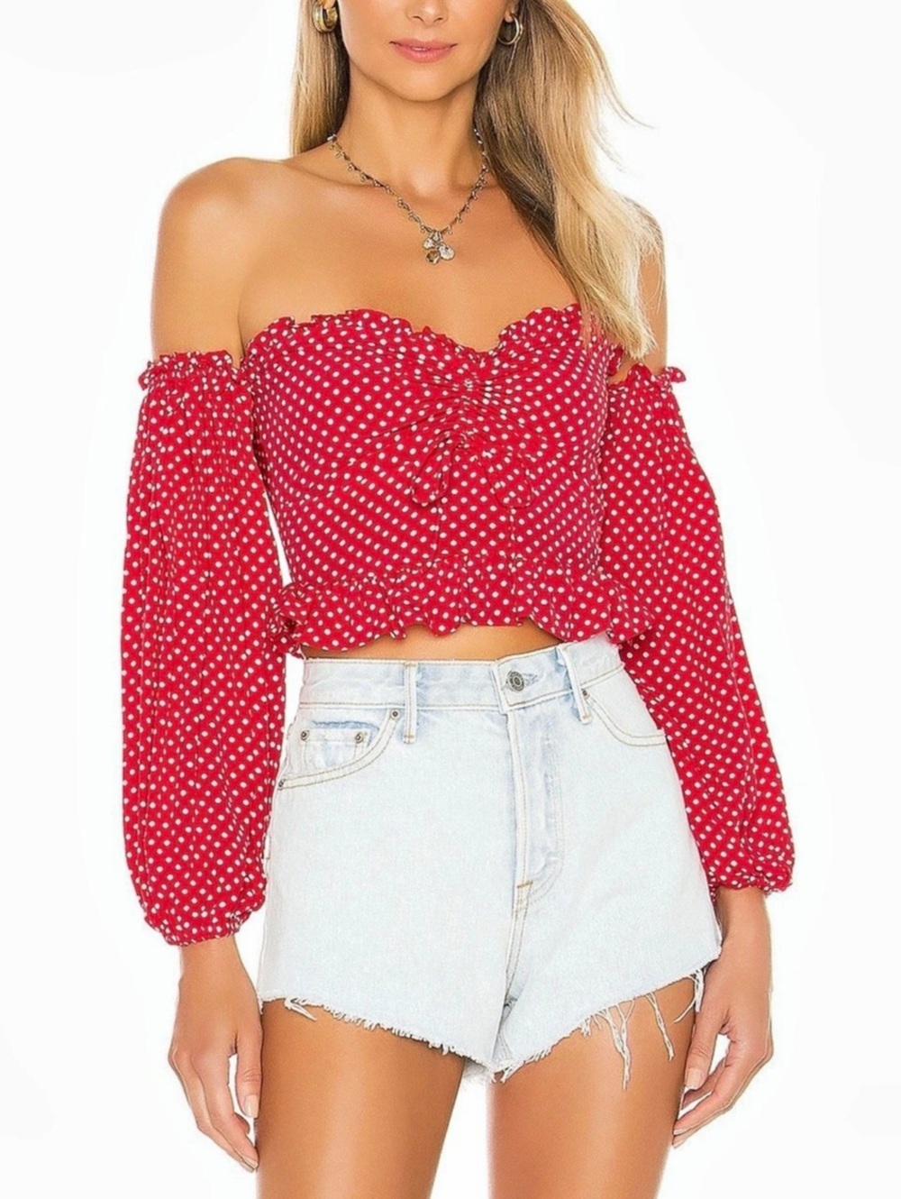 Lovers and Friends Arianna Red & White Polka Dot Crop Top